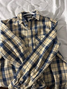 The North Face Valley Twill Heavy Flannel Shirt Men’s M Blue/Beige Plaid